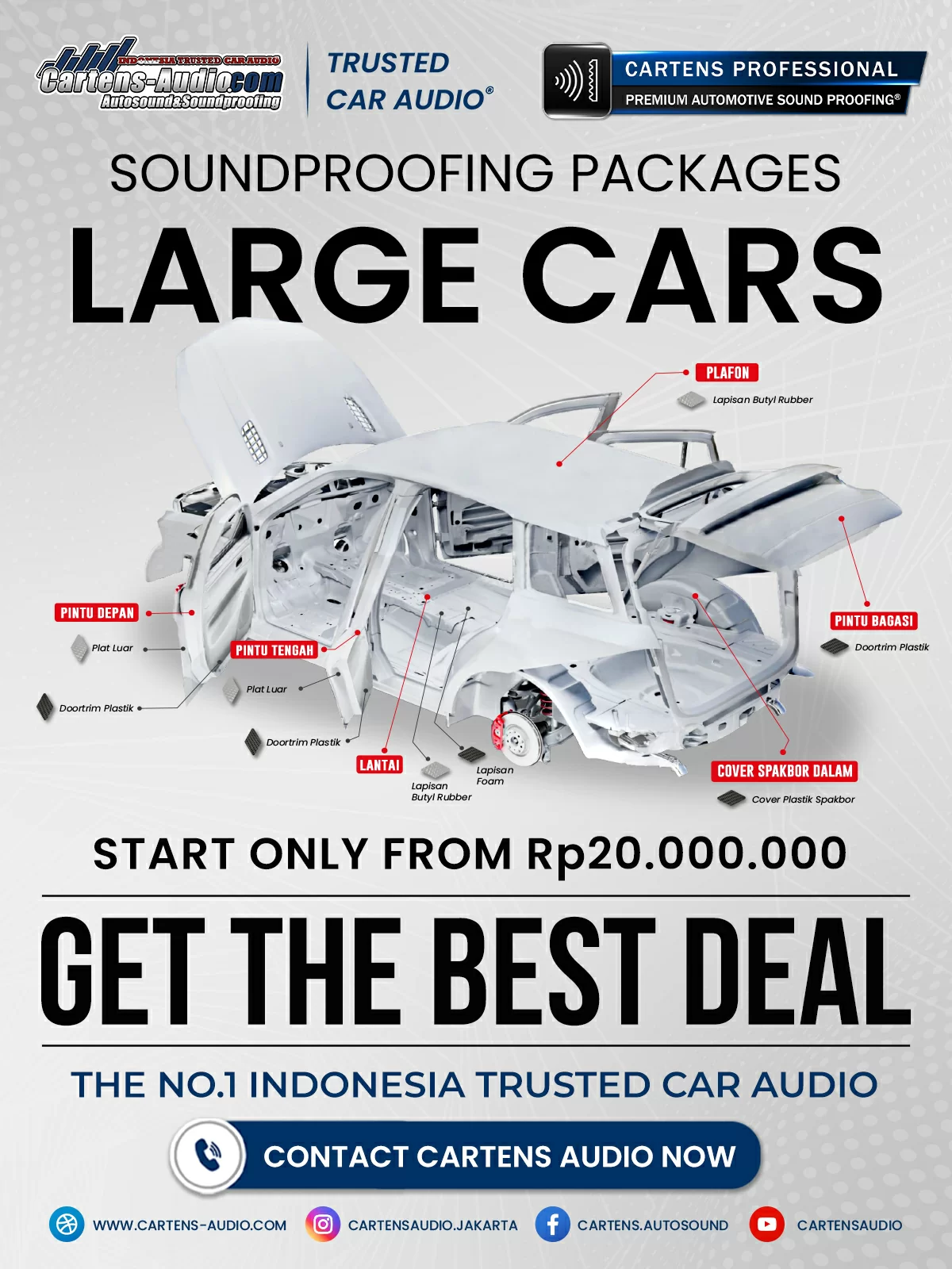 SOUNDPROOFING PACKAGES - LARGE CARS